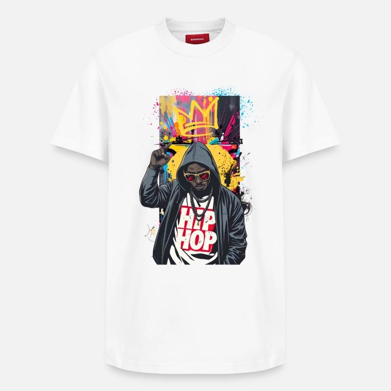 Urbaner Rapper mit bunten Graffitis - Relaxed Unisex Supima Cotton T-Shirt – von SPREAD - Weiß