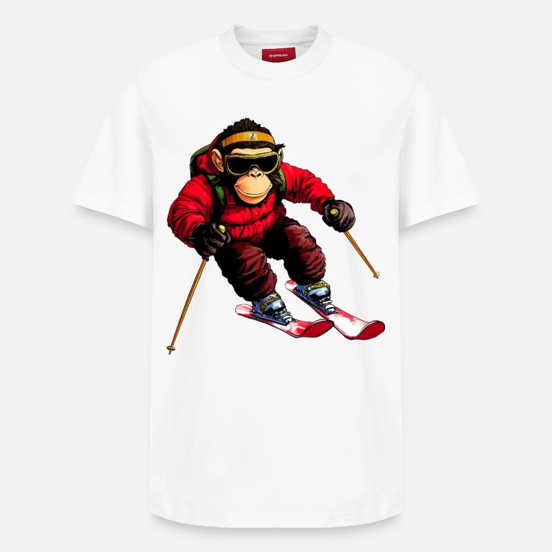 Ski Affe - Relaxed Unisex Supima Cotton T-Shirt – von SPREAD - Weiß