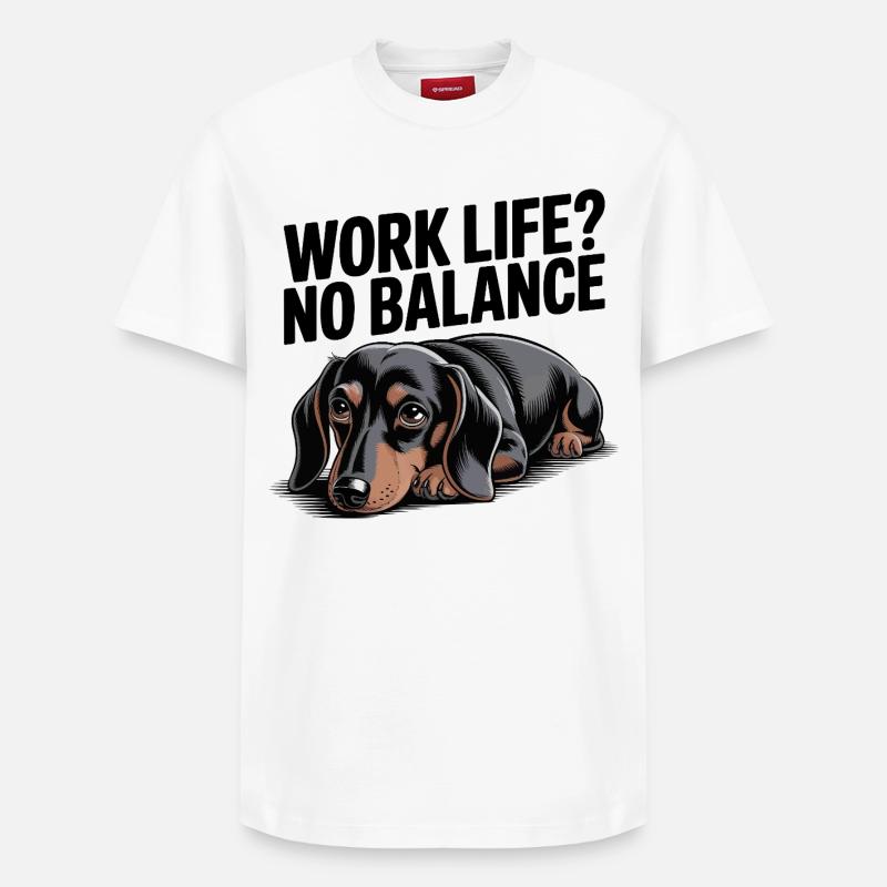 Chien teckel triste - T-shirt unisexe décontracté en coton Supima – de SPREAD - blanc