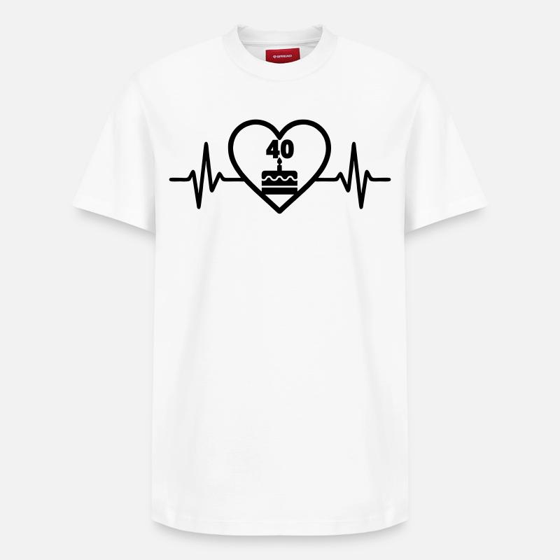 Coeur Anniversaire 40 ans Gâteau - T-shirt unisexe décontracté en coton Supima – de SPREAD - blanc