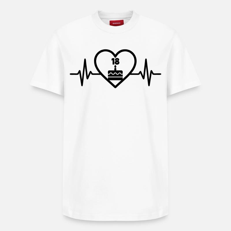 Coeur Anniversaire 18 ans Gâteau - T-shirt unisexe décontracté en coton Supima – de SPREAD - blanc