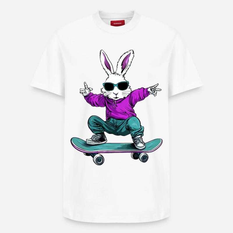Planche à roulettes lapin - T-shirt unisexe décontracté en coton Supima – de SPREAD - blanc