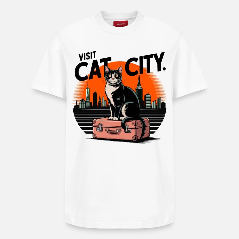 Le chat en ville - T-shirt unisexe décontracté en coton Supima – de SPREAD - blanc