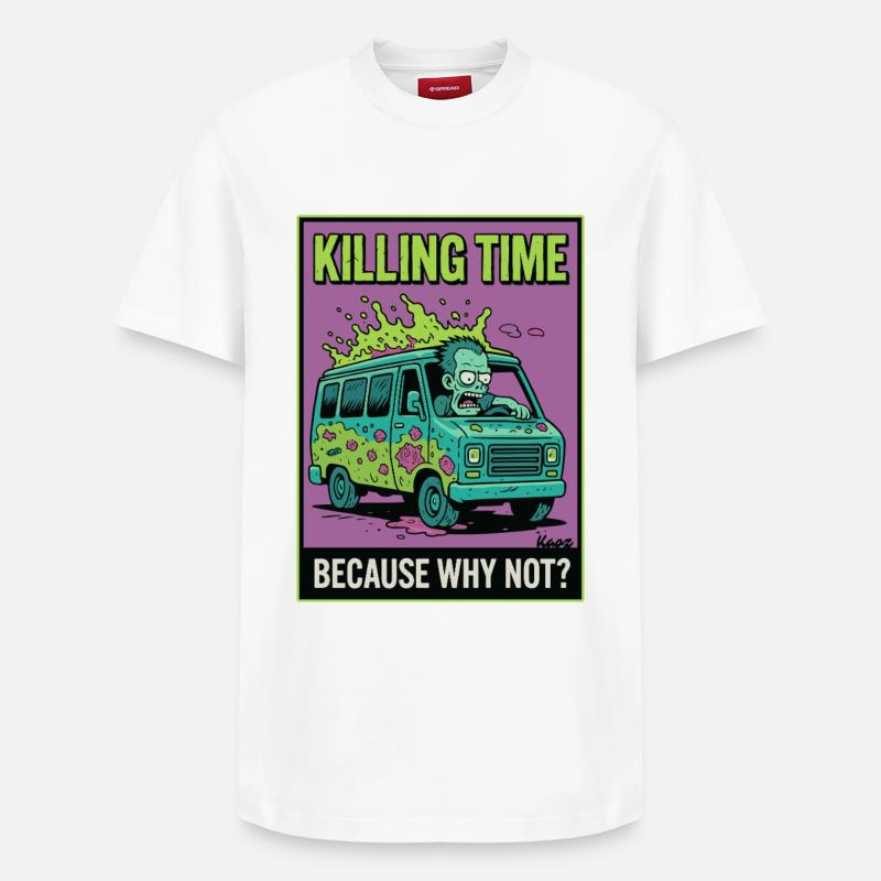 Zombie Van Survie Illustration - T-shirt unisexe décontracté en coton Supima – de SPREAD - blanc