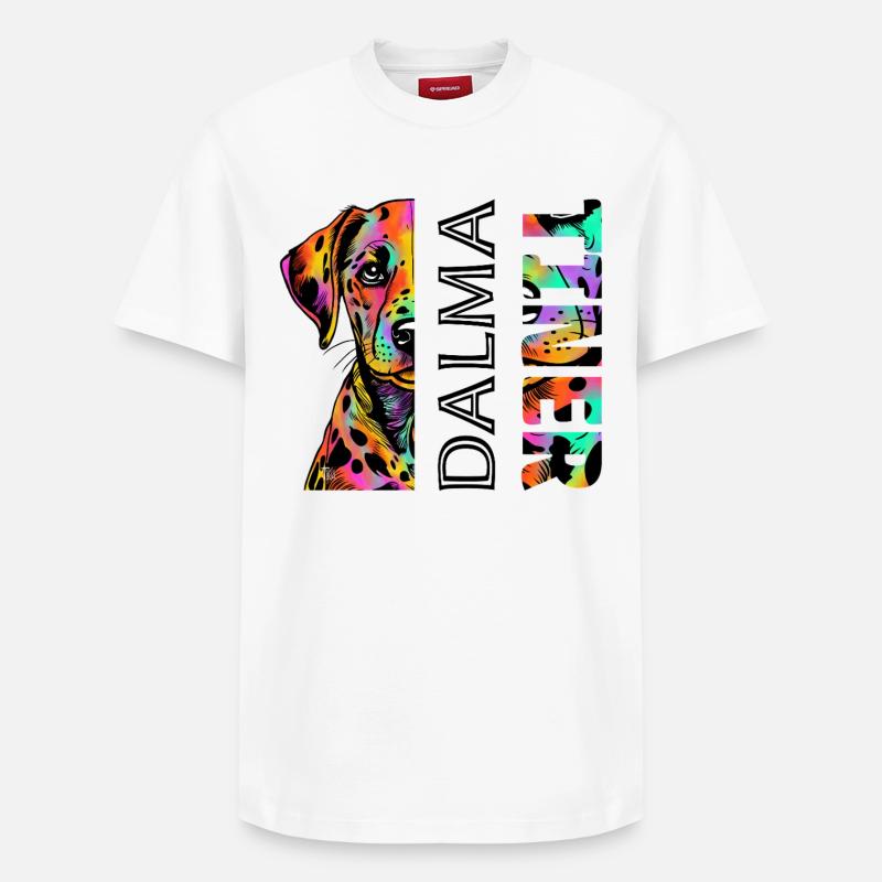 Farbenfroher Dalmatiner - Relaxed Unisex Supima Cotton T-Shirt – von SPREAD - Weiß