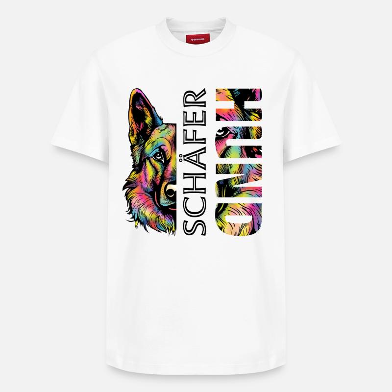 Bunter  Schäferhund - Relaxed Unisex Supima Cotton T-Shirt – von SPREAD - Weiß
