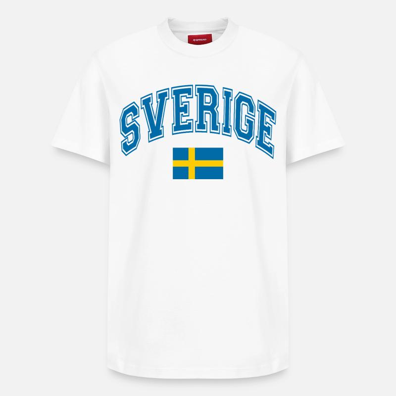 Drapeau de la Suède - T-shirt unisexe décontracté en coton Supima – de SPREAD - blanc