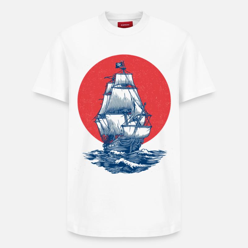 Bateau pirate mystique - T-shirt unisexe décontracté en coton Supima – de SPREAD - blanc