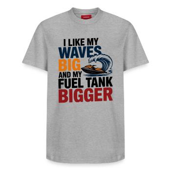 Humor Jetski Rider Fuel and Waves Design  - Relaxed Unisex Supima Cotton T-Shirt – by SPREAD - white - Front - AI Model Female 172 dark (172cm) & AI Model Male 185 dark (185cm)