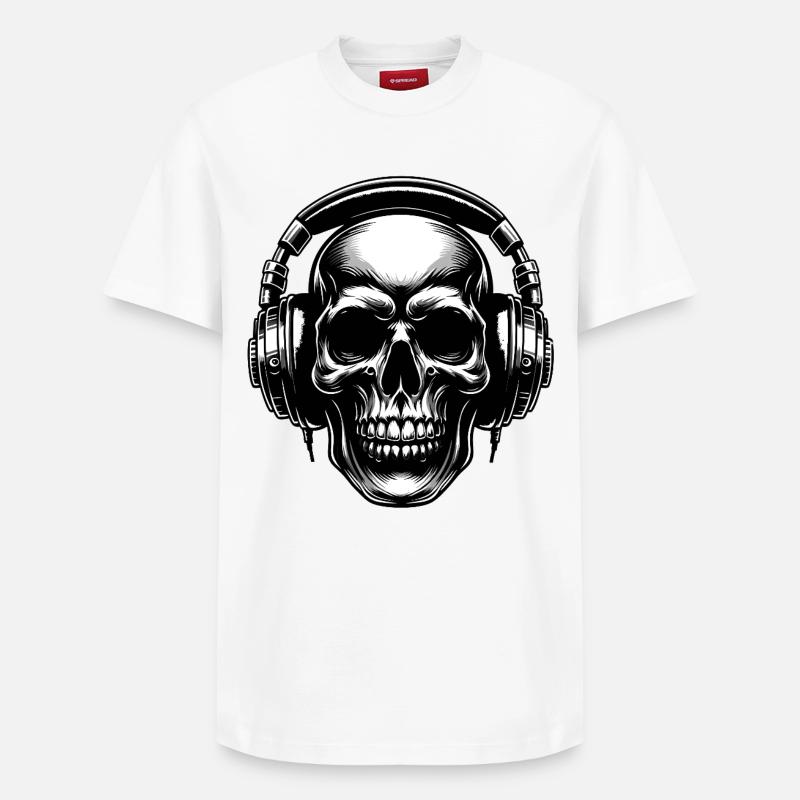Skull mit Kopfhörern Blickfang Design - Relaxed Unisex Supima Cotton T-Shirt – von SPREAD - Weiß