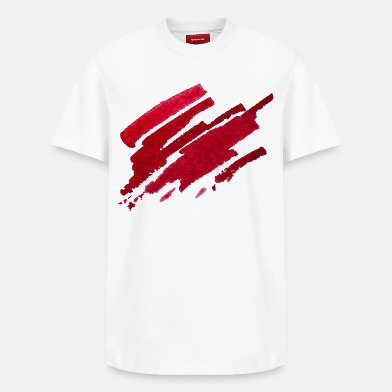 Farbe - Rot - Abstrakt - Relaxed Unisex Supima Cotton T-Shirt – von SPREAD - Weiß