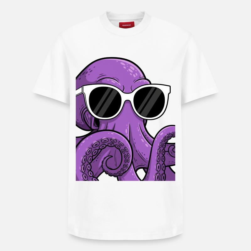 Lässiger Octopus mit Sonnenbrille - Relaxed Unisex Supima Cotton T-Shirt – von SPREAD - Weiß