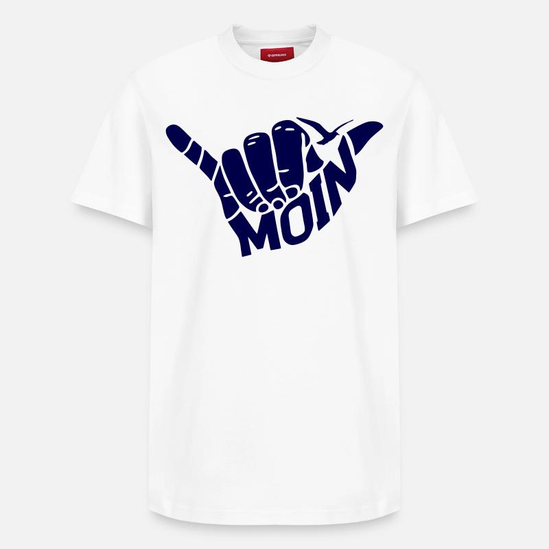 Signe de la main « MOIN » - T-shirt unisexe décontracté en coton Supima – de SPREAD - blanc