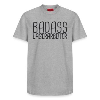 Lagerarbeiter Badass - Relaxed Unisex Supima Cotton T-Shirt – von SPREAD - Weiß - Vorne - AI Model Female 172 dark (172cm) & AI Model Male 185 dark (185cm)
