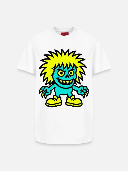 Monster with yellow hair - Relaxed Unisex Supima Cotton T-Shirt – by SPREAD - white