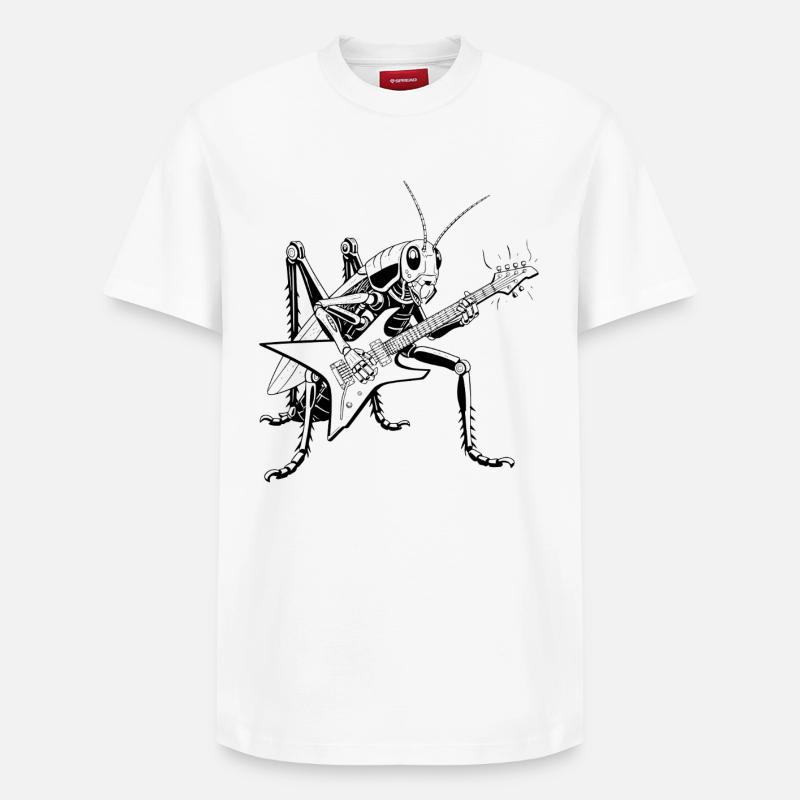 Grasshopper guitariste - T-shirt unisexe décontracté en coton Supima – de SPREAD - blanc