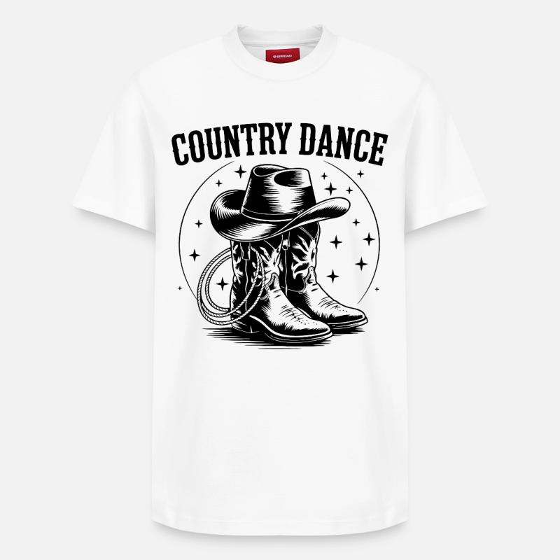 Danse Country, Western, Imprimer - T-shirt unisexe décontracté en coton Supima – de SPREAD - blanc