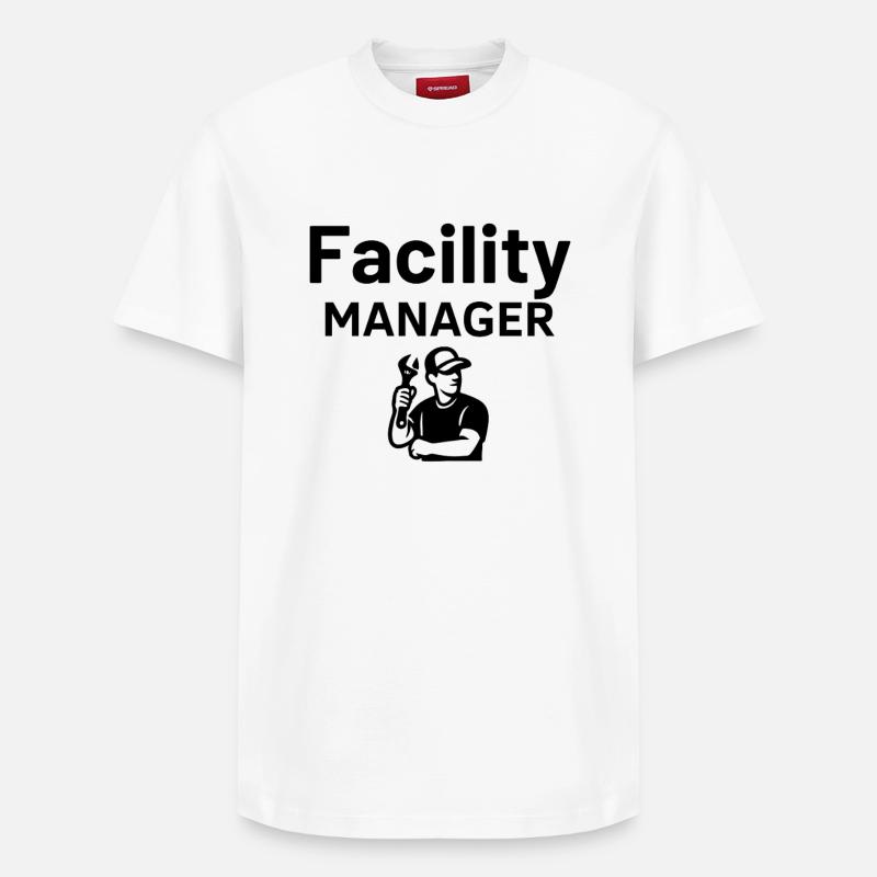 Gestionnaire d’installations - T-shirt unisexe décontracté en coton Supima – de SPREAD - blanc