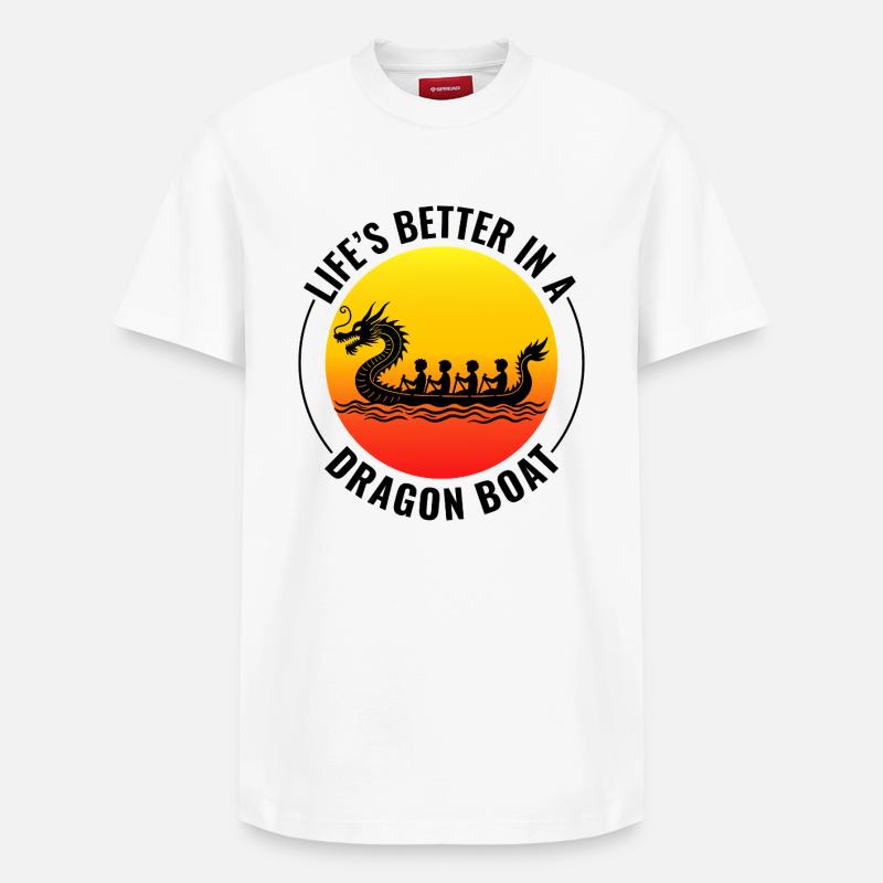 Synchronisiertes Paddelteam Drachenboot - Relaxed Unisex Supima Cotton T-Shirt – von SPREAD - Weiß