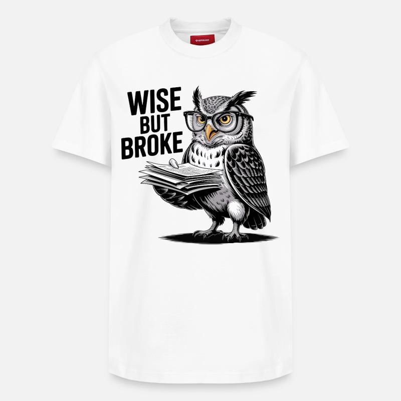 Weise, aber pleite Eule - Relaxed Unisex Supima Cotton T-Shirt – von SPREAD - Weiß