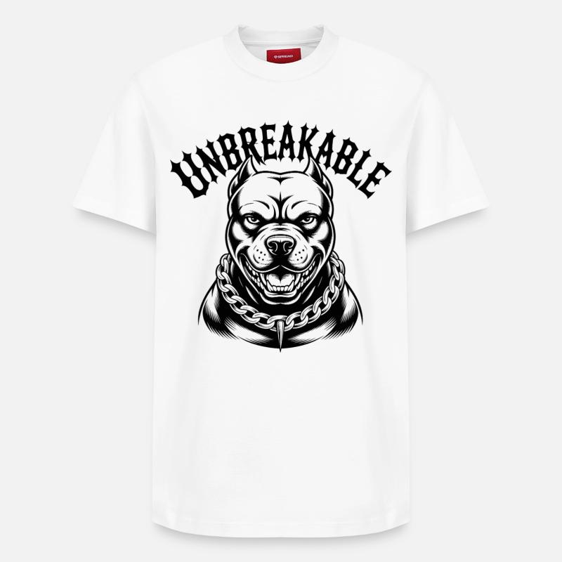 Unzerbrechliche Pitbull-Kraft - Relaxed Unisex Supima Cotton T-Shirt – von SPREAD - Weiß