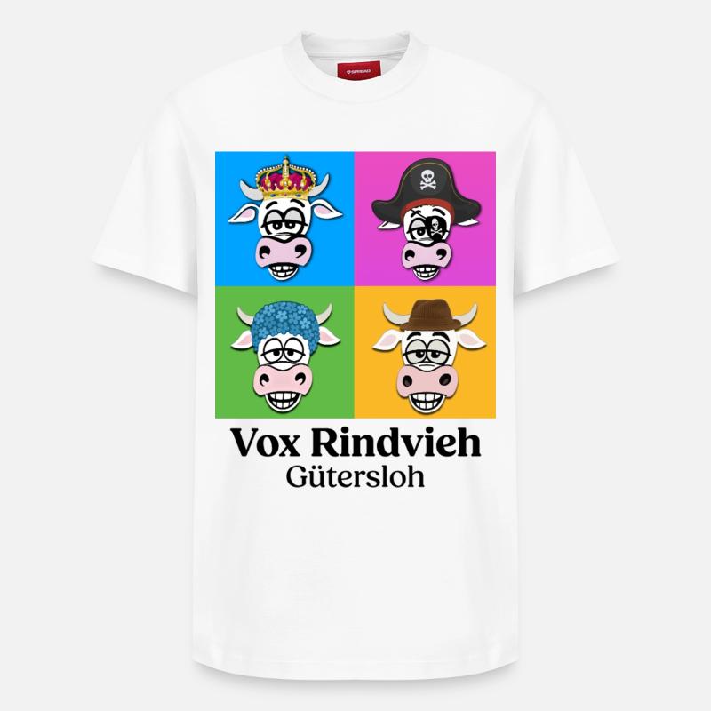 Kuhquartett-VR mit Text - Relaxed Unisex Supima Cotton T-Shirt – von SPREAD - Weiß