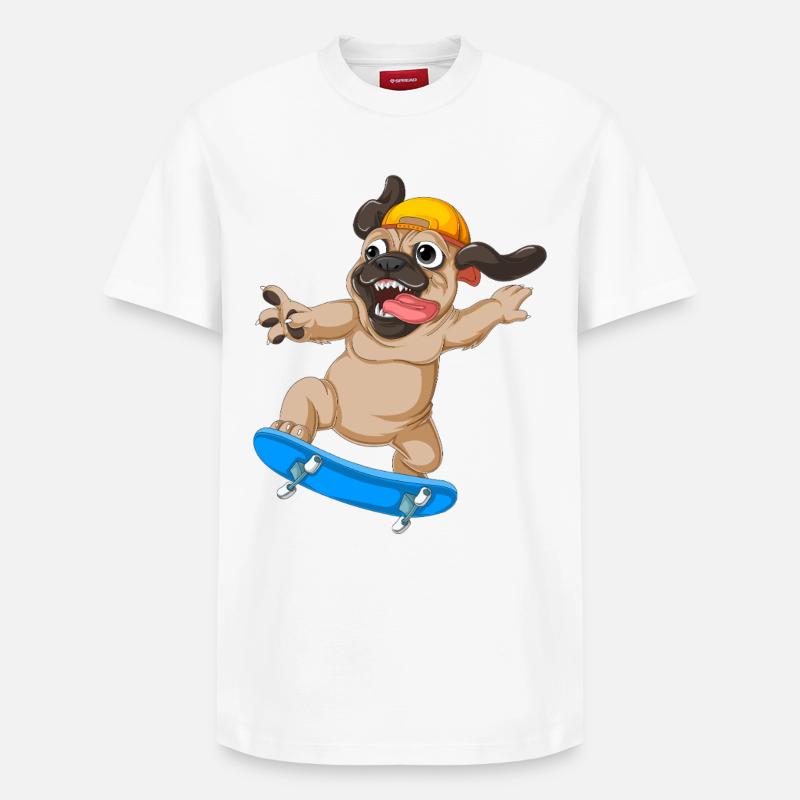Carlin Skateboard - T-shirt unisexe décontracté en coton Supima – de SPREAD - blanc
