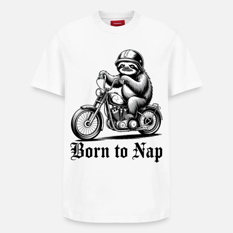 Faultierfahrer auf dem Motorrad - Relaxed Unisex Supima Cotton T-Shirt – von SPREAD - Weiß