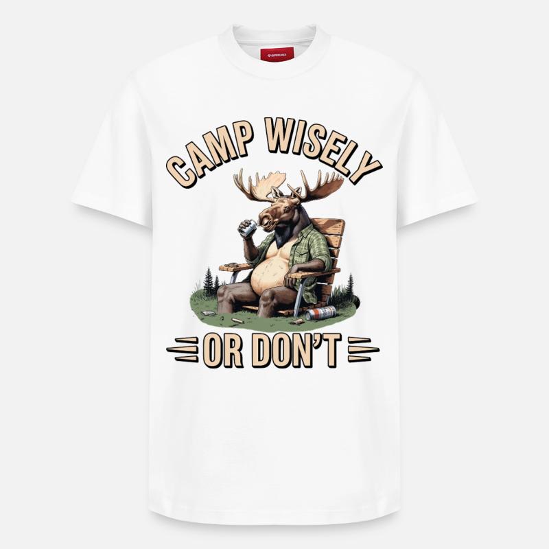 Camp Wisely Moose - Relaxed Unisex Supima Cotton T-Shirt – von SPREAD - Weiß
