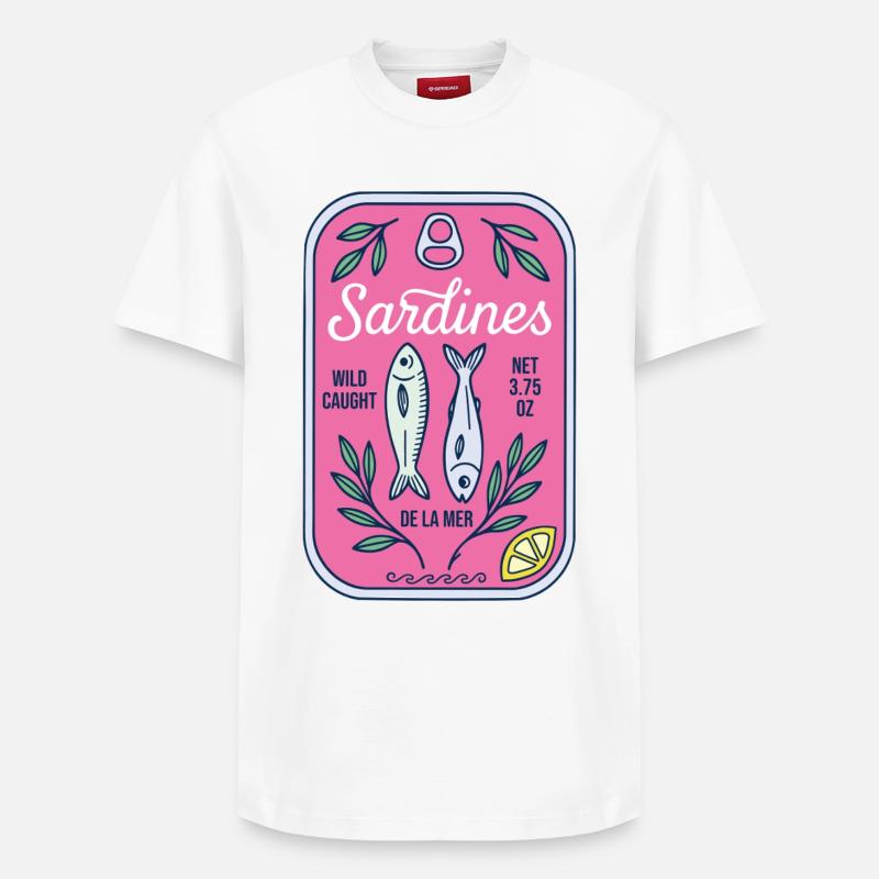 Sardines - T-shirt unisexe décontracté en coton Supima – de SPREAD - blanc
