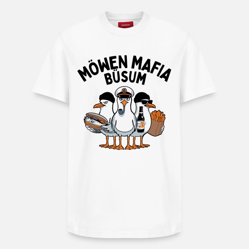 Möwen Mafia Büsum - Relaxed Unisex Supima Cotton T-Shirt – von SPREAD - Weiß