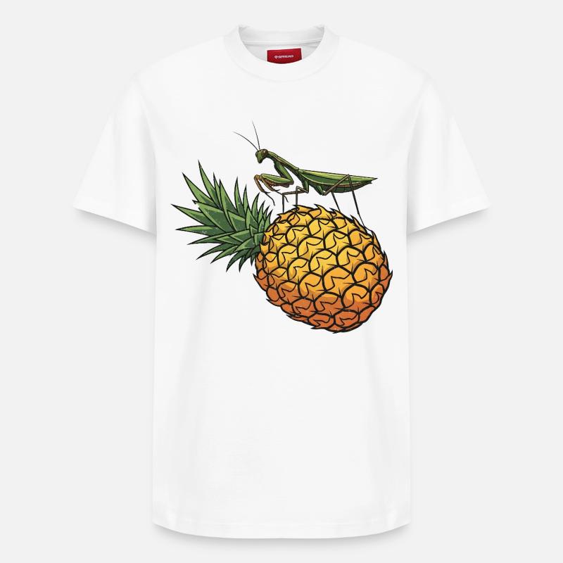 Ananas mit Grashüpfer Illustration - Relaxed Unisex Supima Cotton T-Shirt – von SPREAD - Weiß