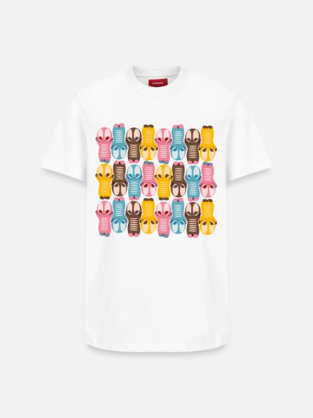 Søt kawaii-figurmønster med fargerike farger - T-skjorte unisex med avslappet passform i Supima-bomull – fra SPREAD - hvit