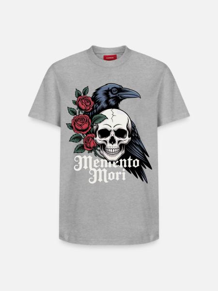 Memento Mori Skull & Raven Roses - Relaxed Unisex Supima Cotton T-Shirt – by SPREAD - white