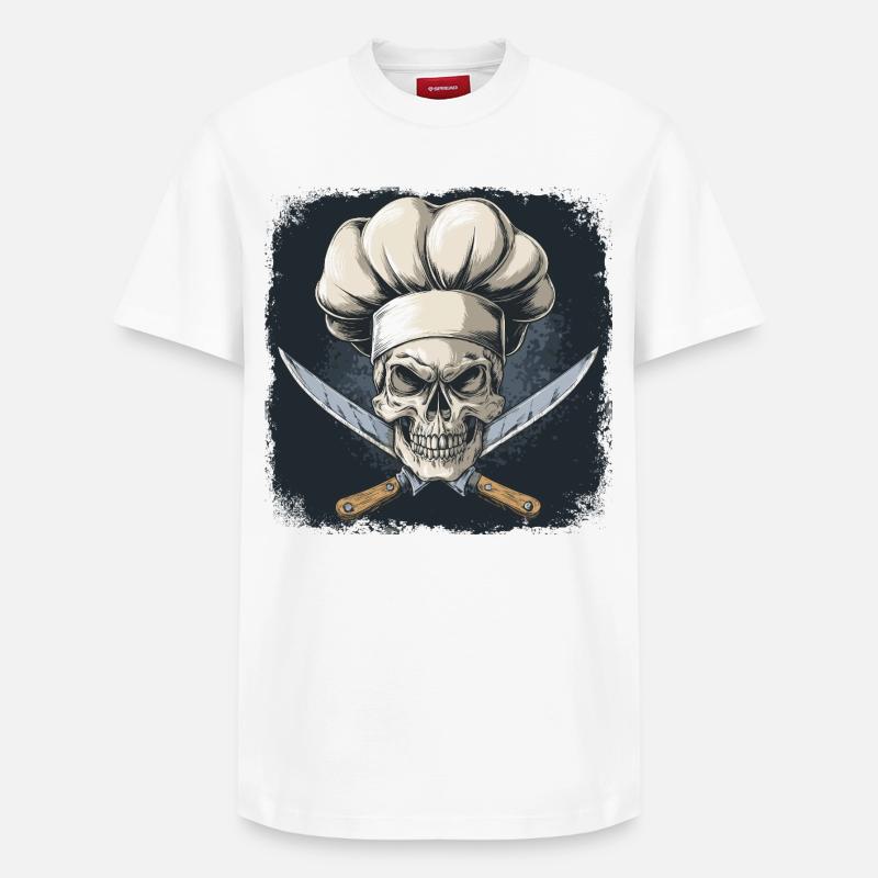 Crâne avec toque de chef - T-shirt unisexe décontracté en coton Supima – de SPREAD - blanc