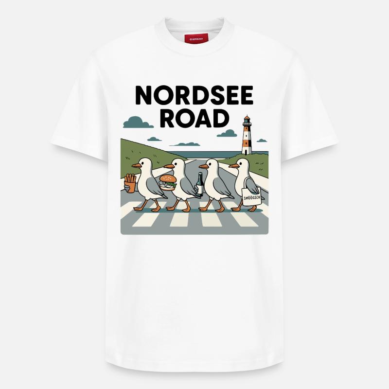 Nordseeroad Möwen - Relaxed Unisex Supima Cotton T-Shirt – von SPREAD - Weiß