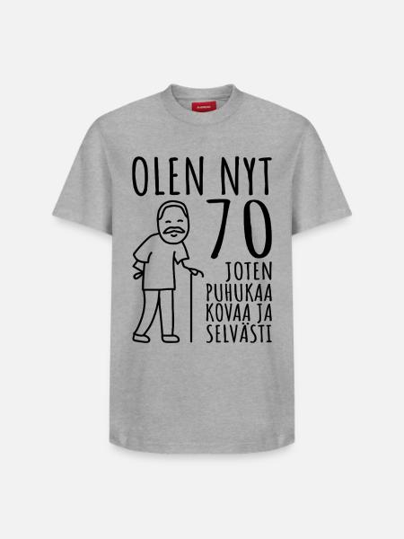 70 Födelsedagsman 70-talet Jag är 70 år gammal - T-shirt unisex med avslappnad passform i Supima-bomull – från SPREAD - vit