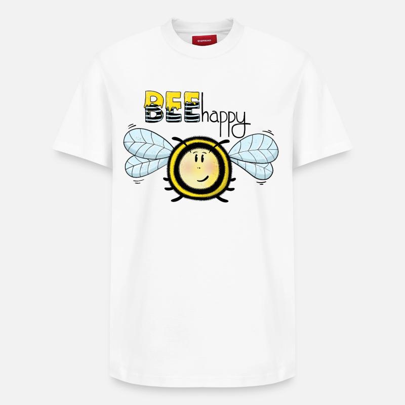 Bee Happy fröhliche Biene - T-shirt unisexe décontracté en coton Supima – de SPREAD - blanc