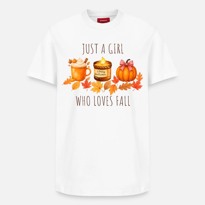 Nur ein Mädchen das Herbst liebt - Relaxed Unisex Supima Cotton T-Shirt – von SPREAD - Weiß