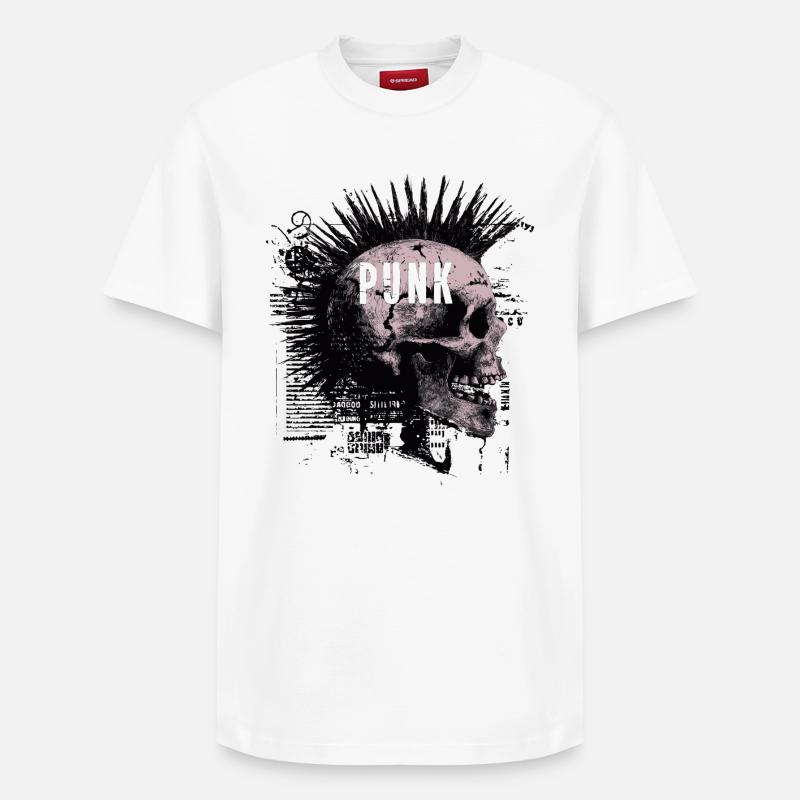 Punk Rock Mohawk Crâne - T-shirt unisexe décontracté en coton Supima – de SPREAD - blanc