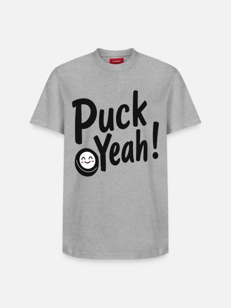 Puck yes Hockey Humor - Relaxed Unisex Supima Cotton T-Shirt – by SPREAD - white