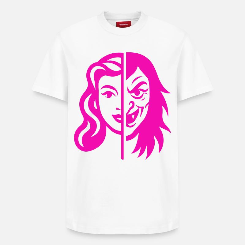 Contraste du visage divisé - T-shirt unisexe décontracté en coton Supima – de SPREAD - blanc