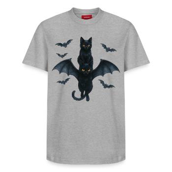 Chats noirs avec des ailes de chauve-souris Halloween - T-shirt unisexe décontracté en coton Supima – de SPREAD - blanc - Devant - AI Model Female 172 dark (172cm) & AI Model Male 185 dark (185cm)