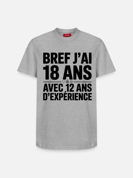 18 Ans avec 12 Ans d'Expérience - T-shirt unisexe décontracté en coton Supima – de SPREAD - blanc