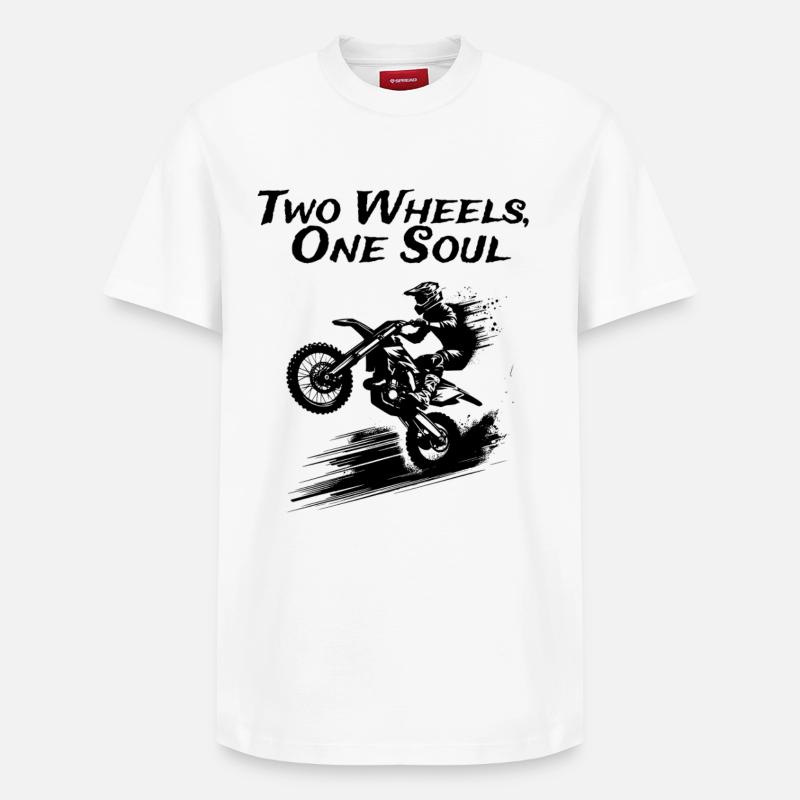 Two Wheels, One Soul - Relaxed Unisex Supima Cotton T-Shirt – von SPREAD - Weiß