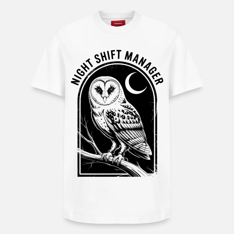 Nachtschicht-Eulenleiter - Relaxed Unisex Supima Cotton T-Shirt – von SPREAD - Weiß