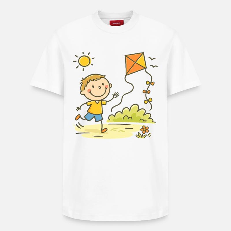 Sunny Day Kite Joy Kid - Relaxed Unisex Supima Cotton T-Shirt – von SPREAD - Weiß