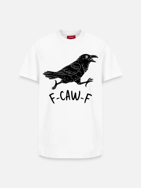 f-caw-f raven - Relaxed Unisex Supima Cotton T-Shirt – by SPREAD - white
