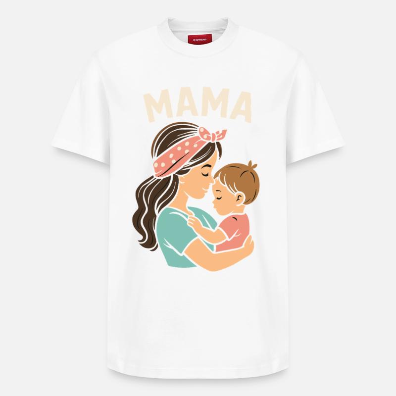 Mutterliebe: Mama und Kind Umarmung - Relaxed Unisex Supima Cotton T-Shirt – von SPREAD - Weiß