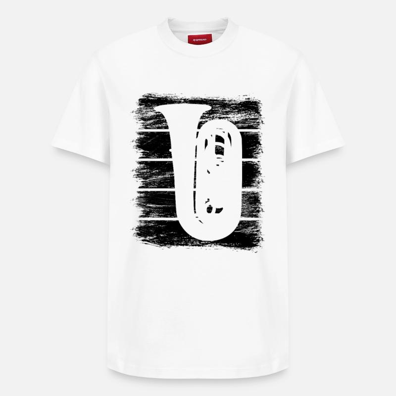 Tuba Drawing - Relaxed Unisex Supima Cotton T-Shirt – by SPREAD - white